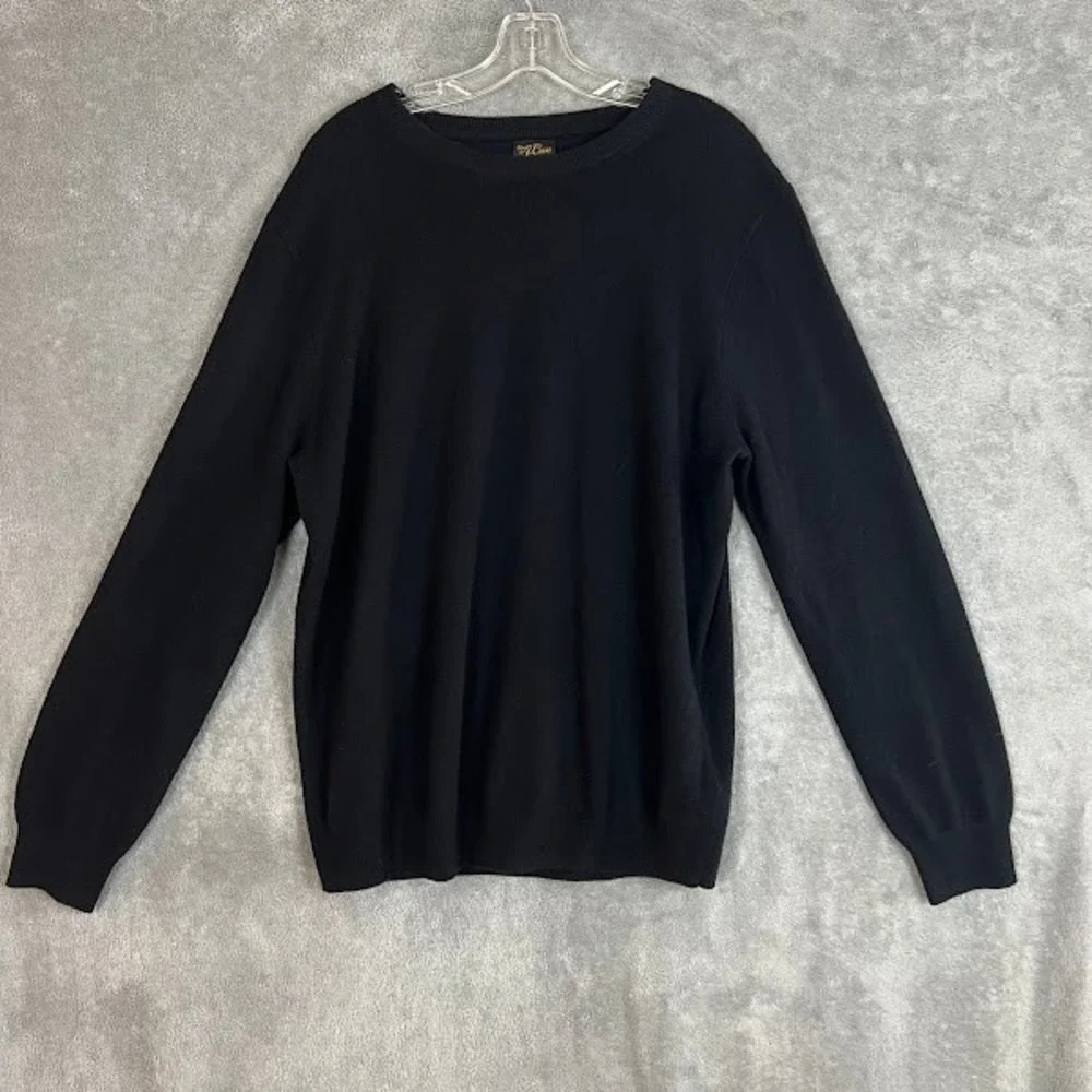 J Crew 100% Cashmere Crewneck Sweater Mens L Black Classic Old Money Heritage